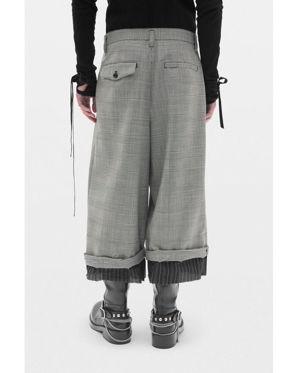 Ann Demeulemeester Gray Haroldwide Leg Cropped Trousers With Edge Lining Border for men
