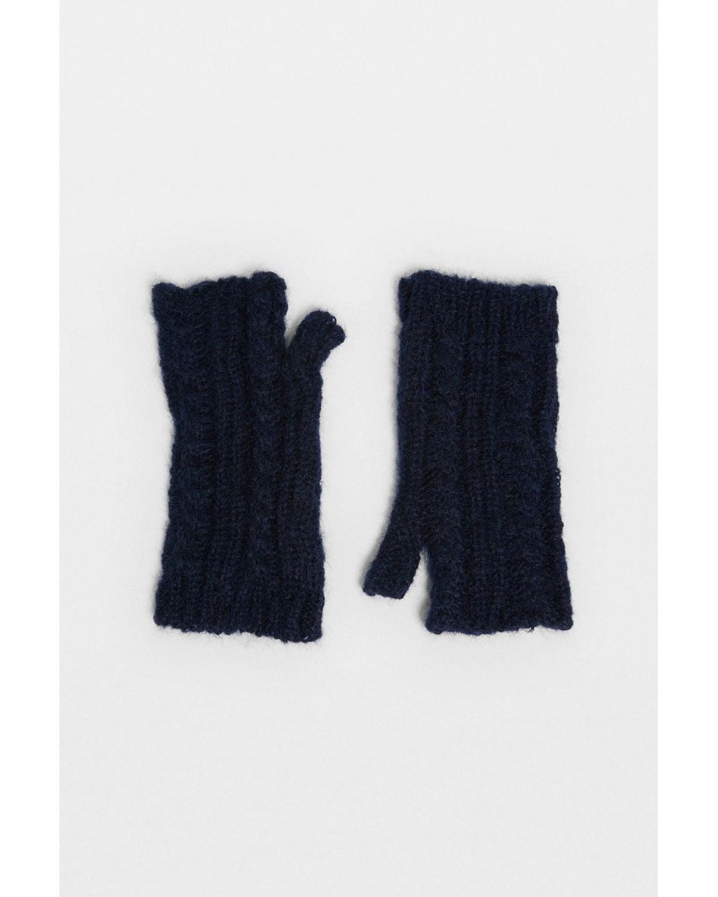 Ann Demeulemeester Blue Reier Cable Knit Ladder Stitch Gauntlets for men