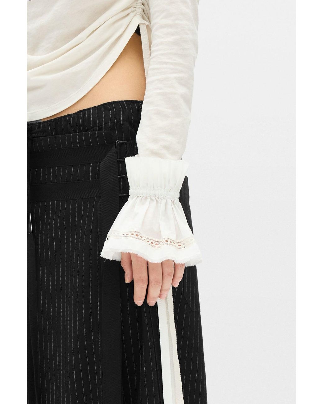 Ann Demeulemeester Black Suna Raw Edge Ruffled Cuffs