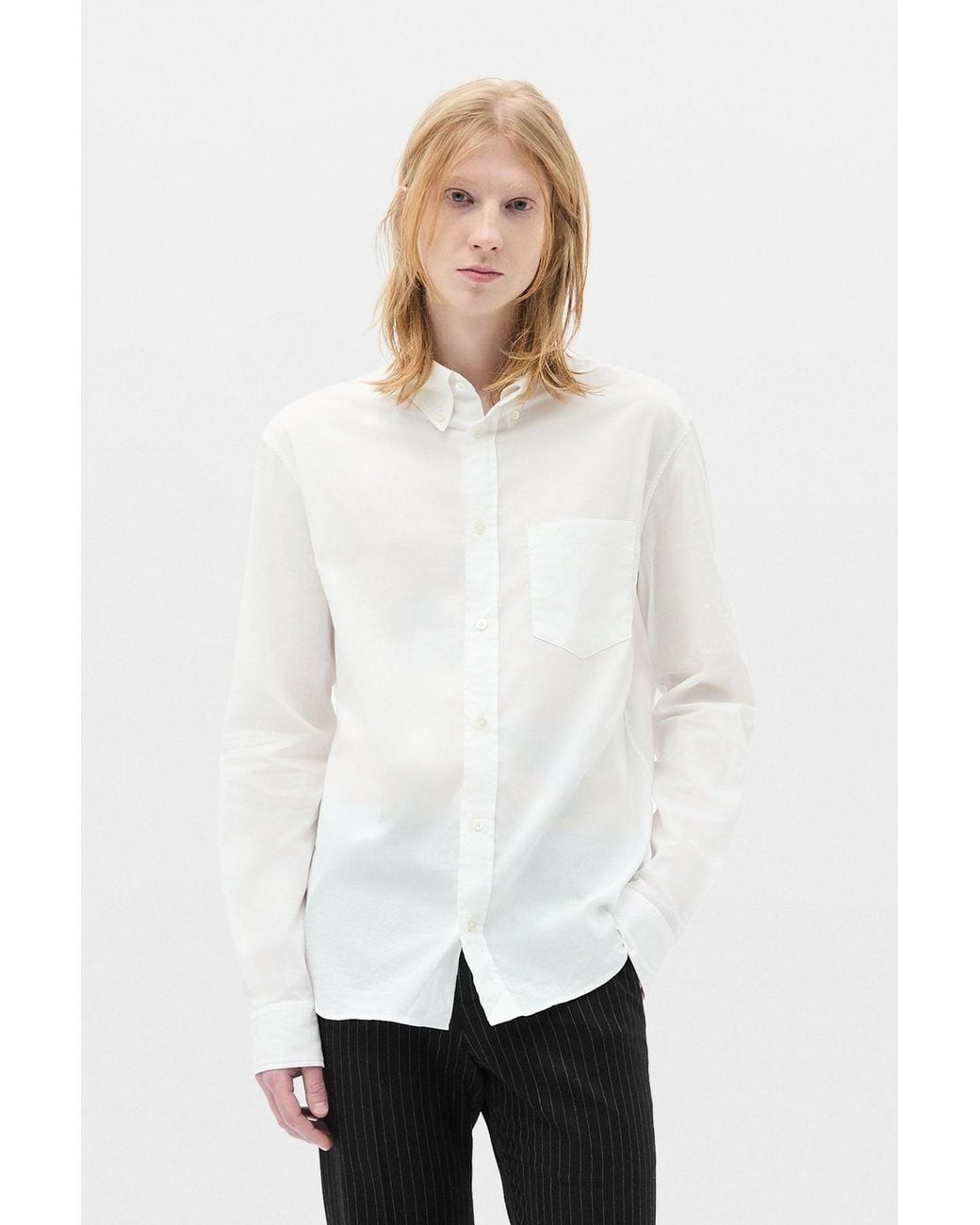 Ann Demeulemeester Black Wessel Botton Down Shirt With Monogram Embroidery for men