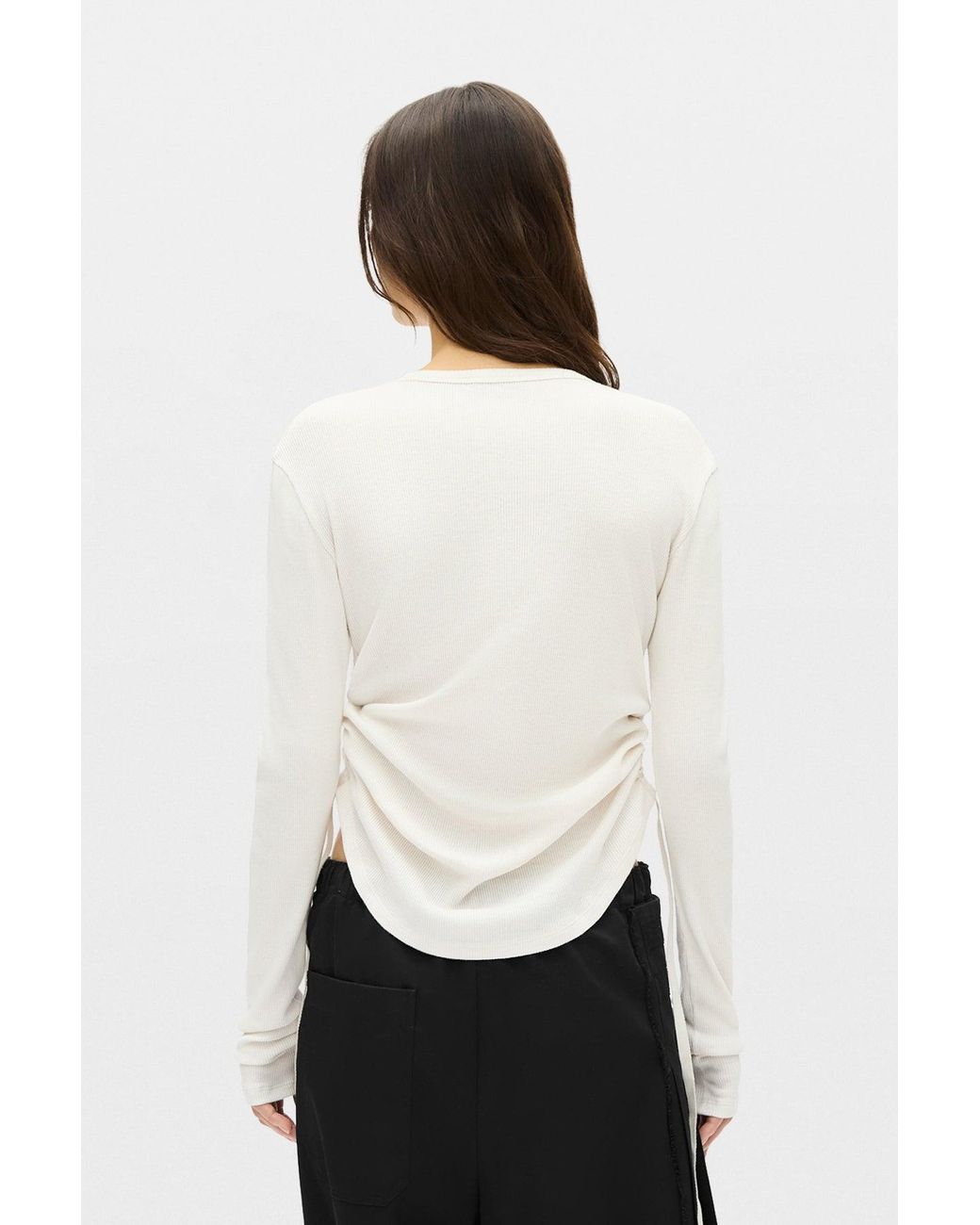 Ann Demeulemeester Natural Dot Wrinkled Cropped Top