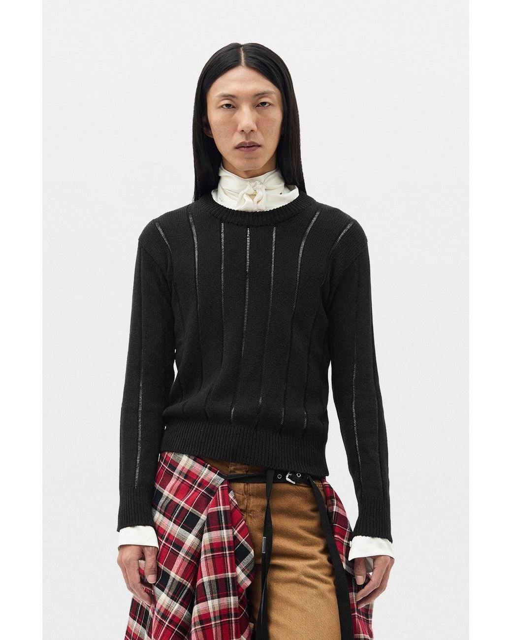 Ann Demeulemeester Multicolor Rikki Brushed Rib Crew Neck Sweater for men