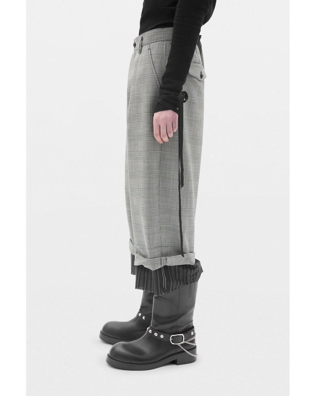 Ann Demeulemeester Gray Haroldwide Leg Cropped Trousers With Edge Lining Border for men