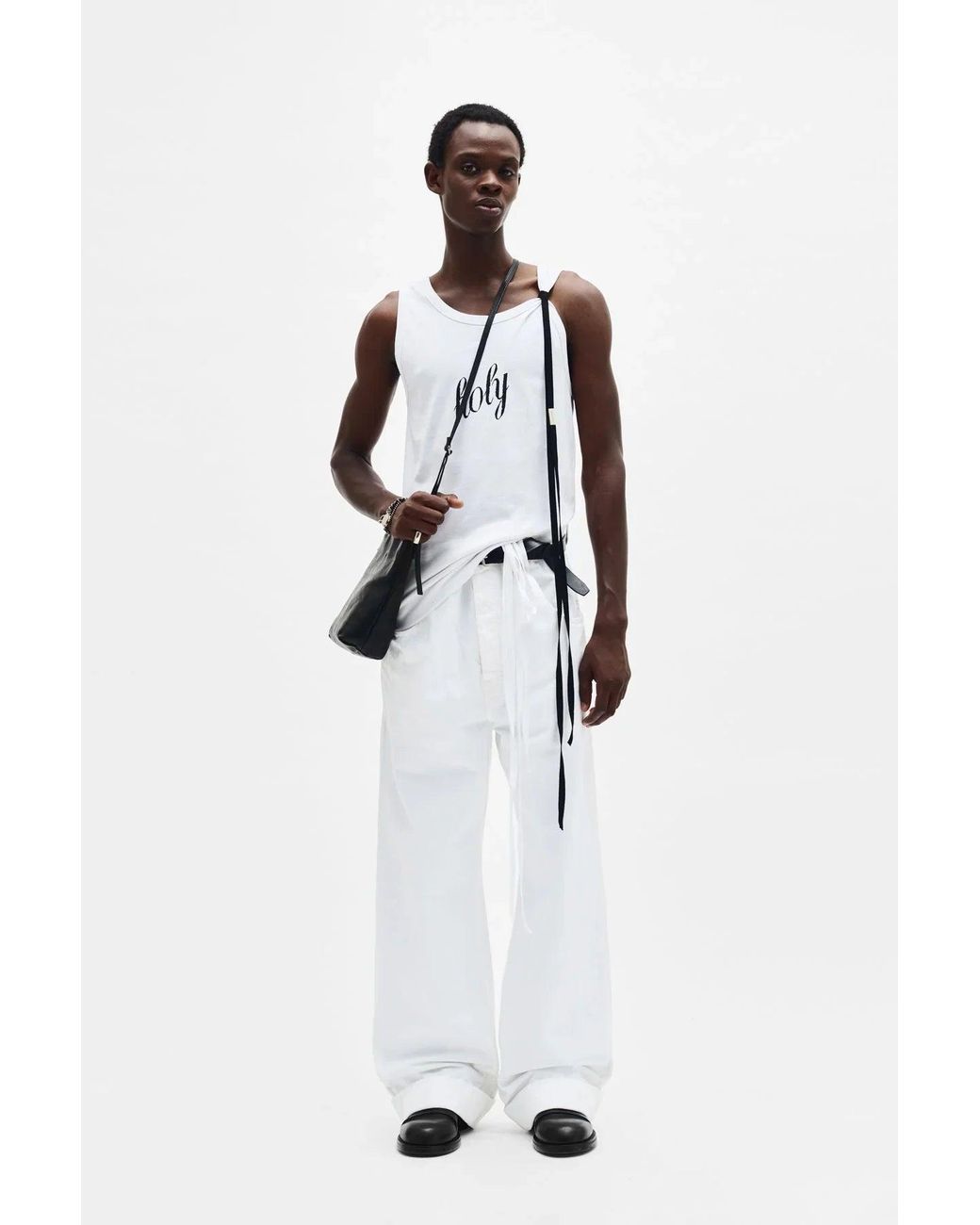 Ann Demeulemeester White Seva Printed Standard Tank Top for men