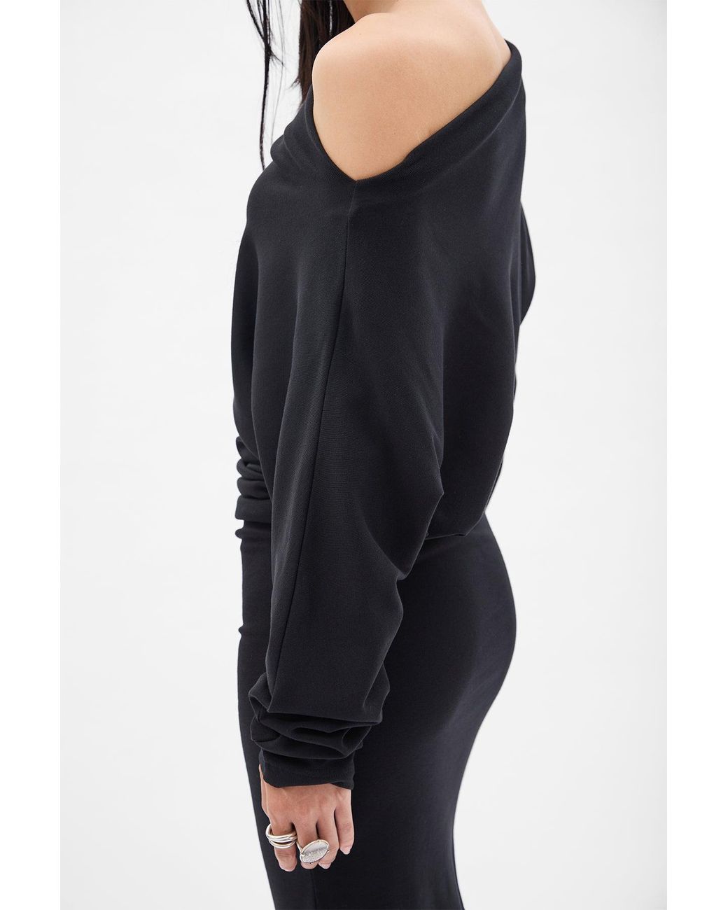 Ann Demeulemeester Black Bila Long Bias Cut Dropped Shoulder Dress