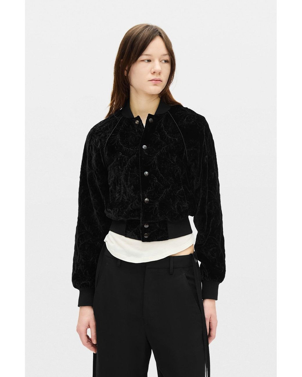 Ann Demeulemeester Black Arya Velvet Bomber Jacket