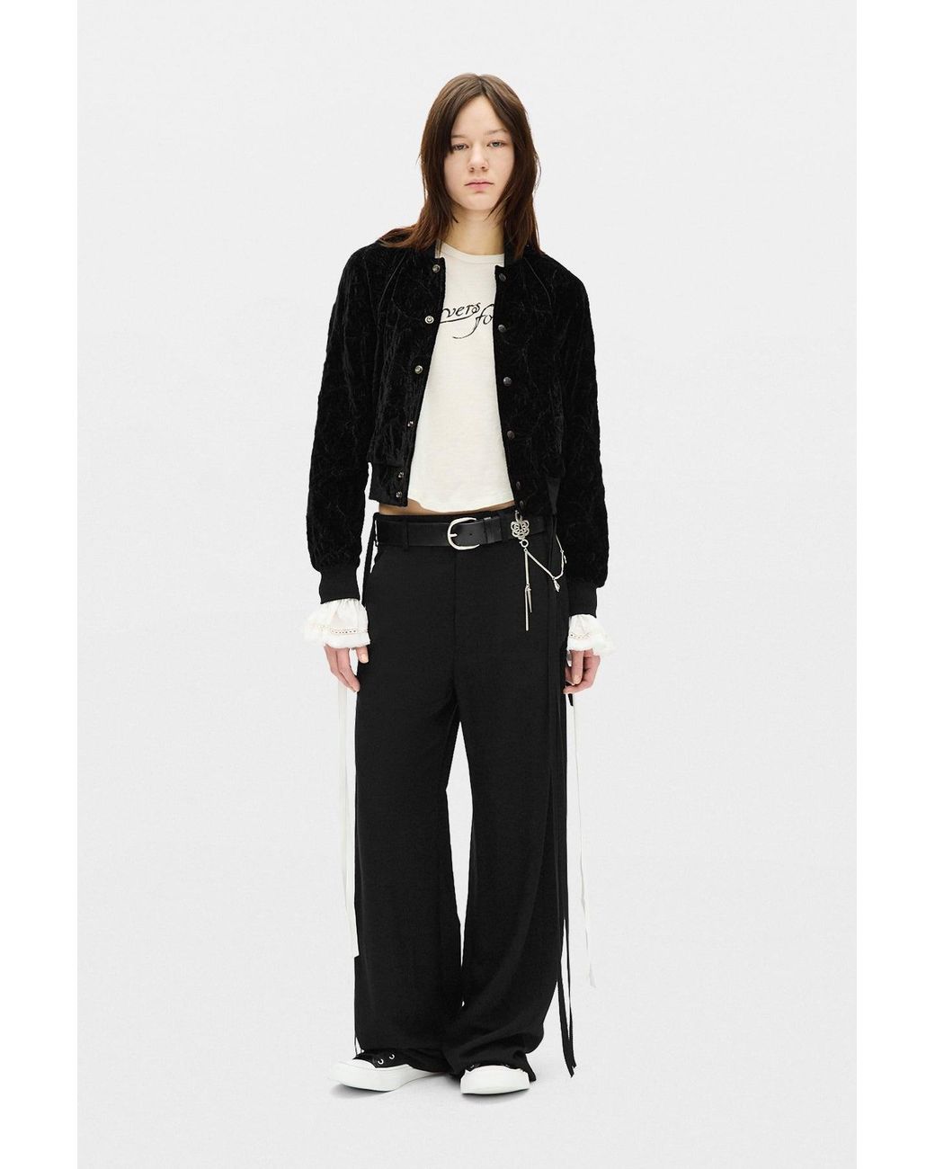 Ann Demeulemeester Black Arya Velvet Bomber Jacket
