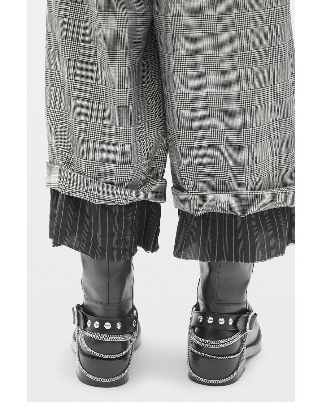 Ann Demeulemeester Gray Haroldwide Leg Cropped Trousers With Edge Lining Border for men