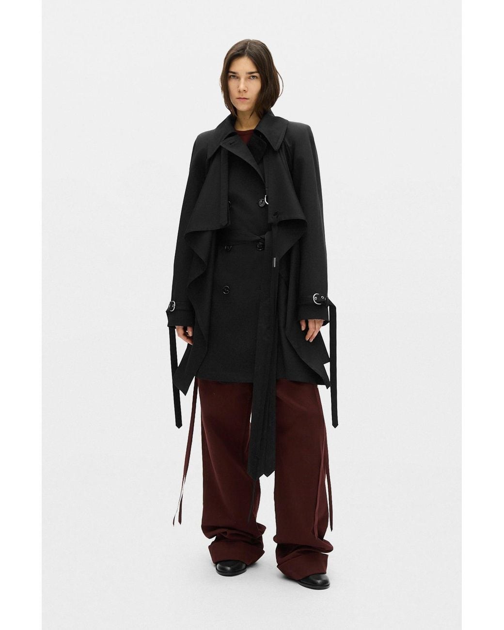 Ann Demeulemeester Black Reppa Draped Trench Coat