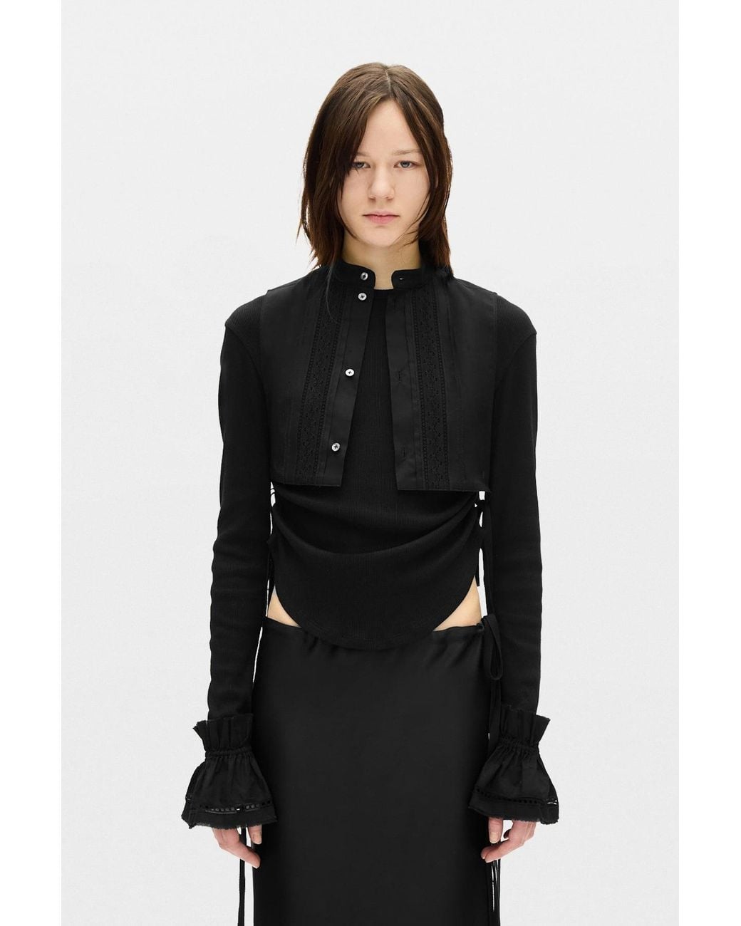 Ann Demeulemeester Black Suna Raw Edge Ruffled Cuffs