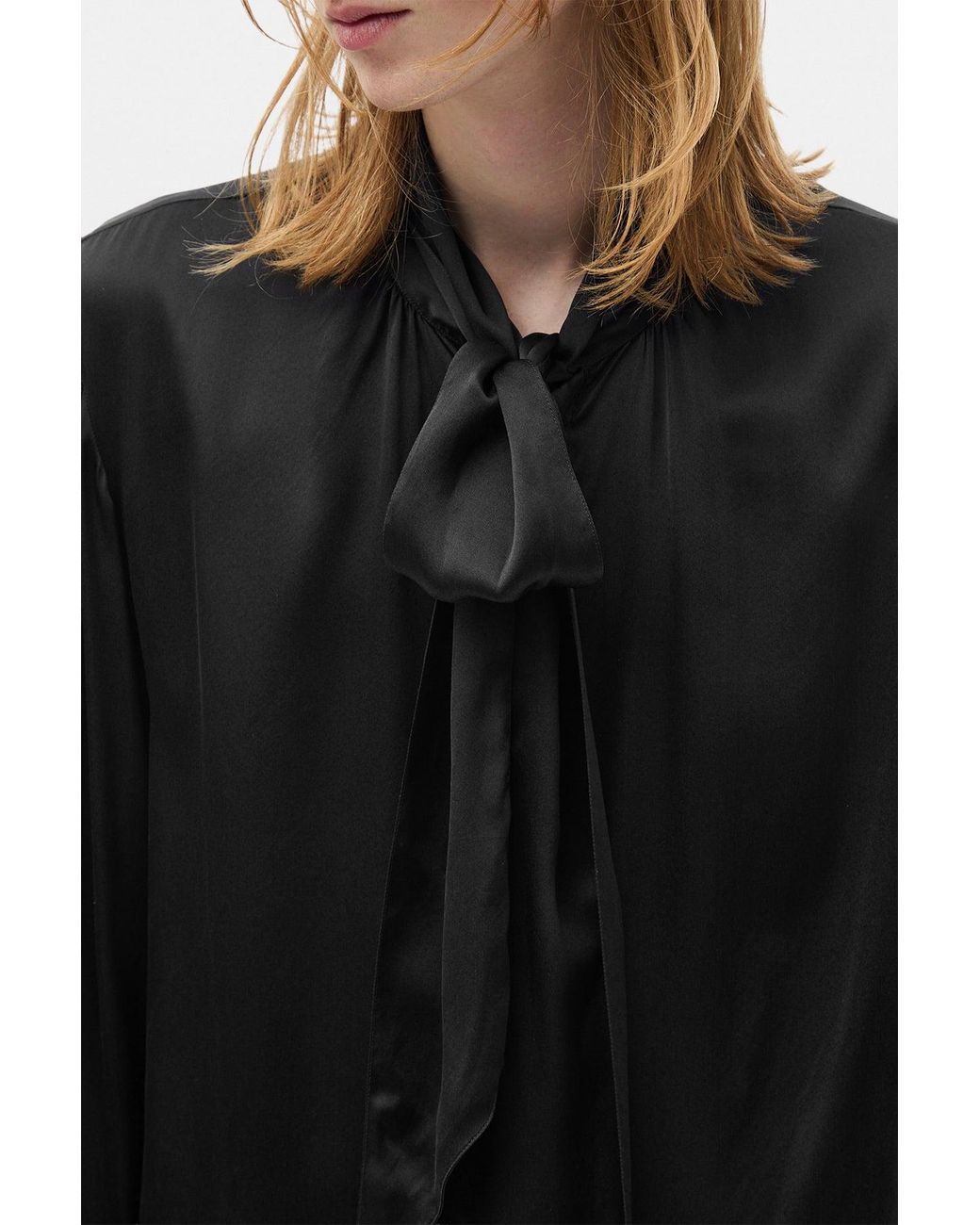 Ann Demeulemeester Black Runo Bow Tie Collar Shirt for men