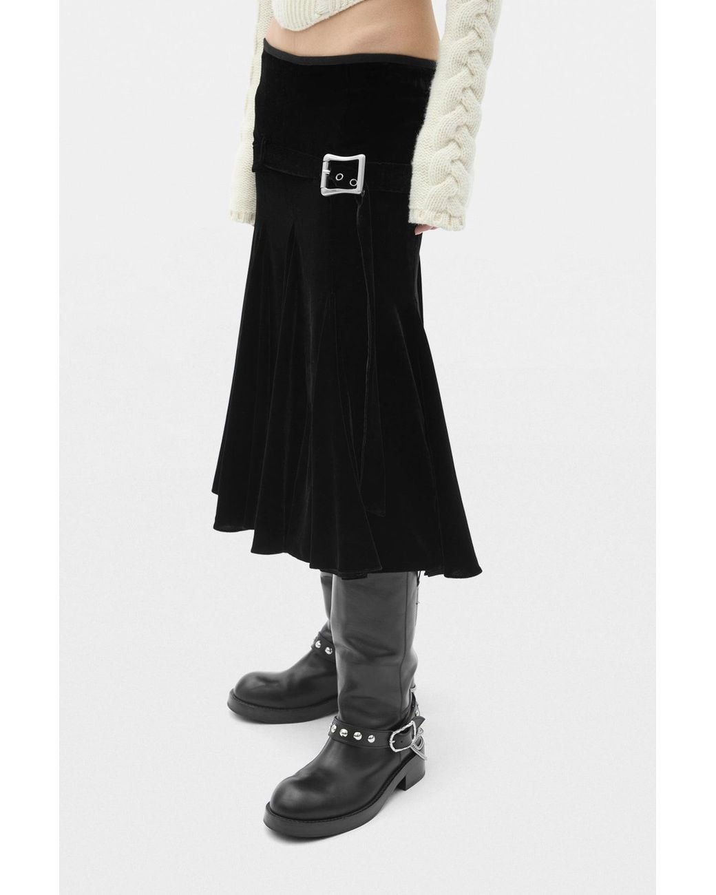 Ann Demeulemeester Black Helma Knee Lenght Handkerchief Skirt With Belt