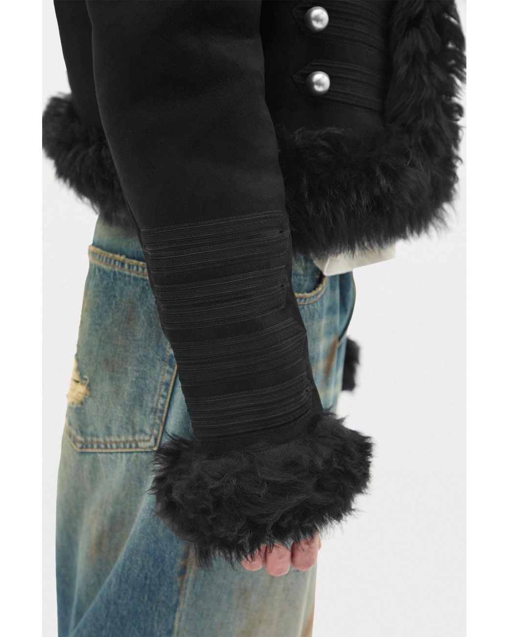 Ann Demeulemeester Black Maldus Embroidered Cropped Marsina Jacket for men