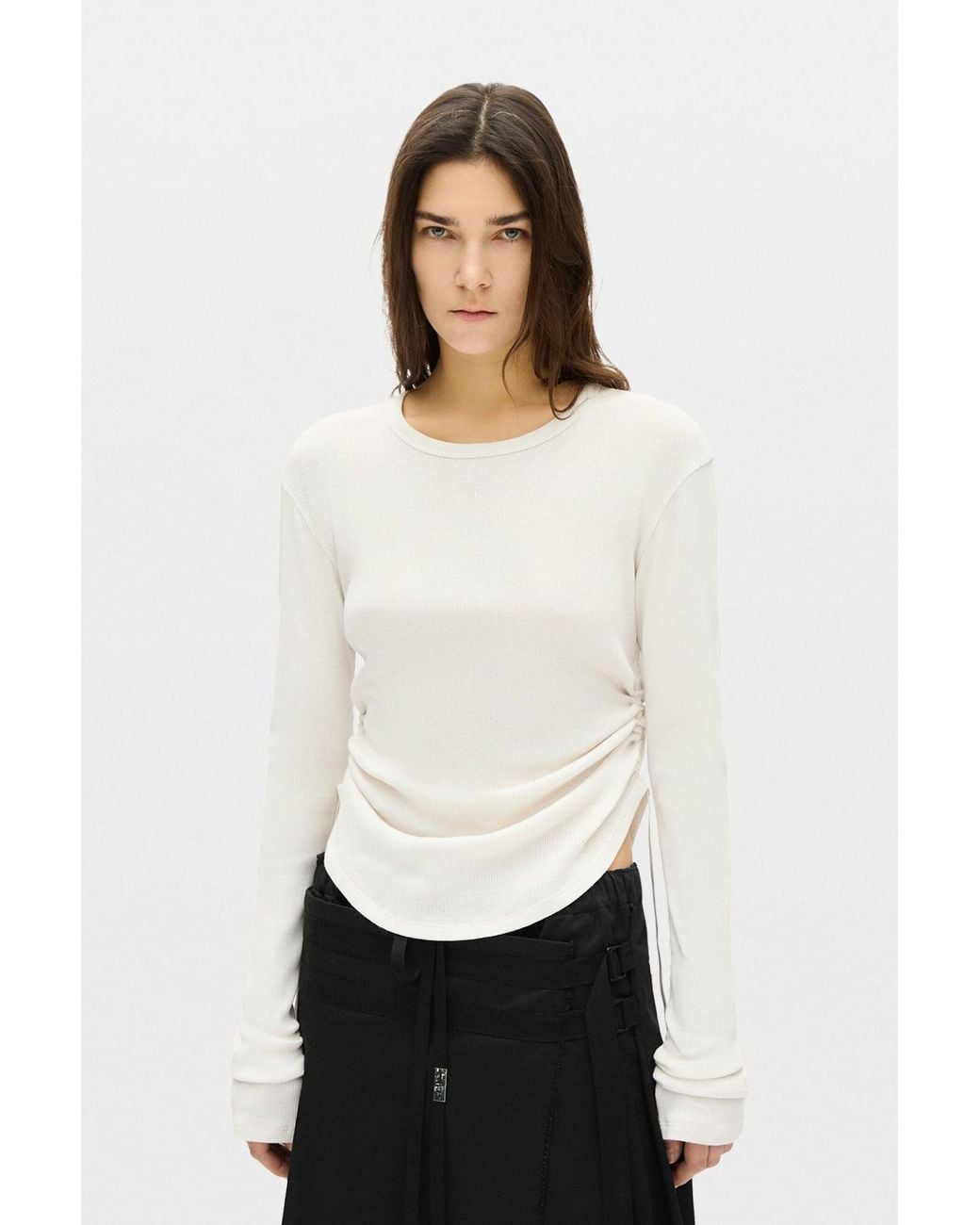 Ann Demeulemeester Natural Dot Wrinkled Cropped Top