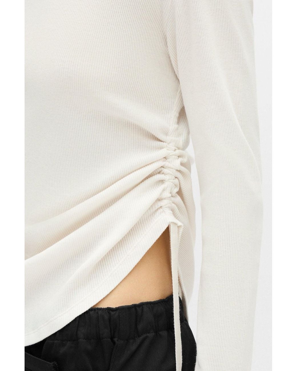 Ann Demeulemeester Natural Dot Wrinkled Cropped Top
