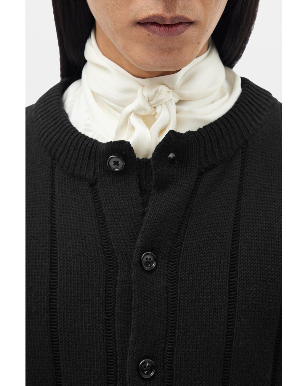 Ann Demeulemeester Black Natel Brushed Rib Cardigan for men