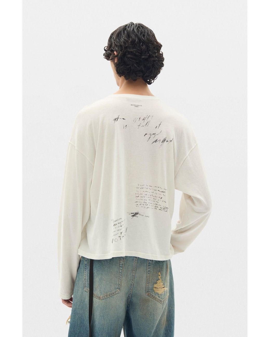 Ann Demeulemeester Natural Emil Relax Fit Long Sleeve Boxy T-Shirt for men