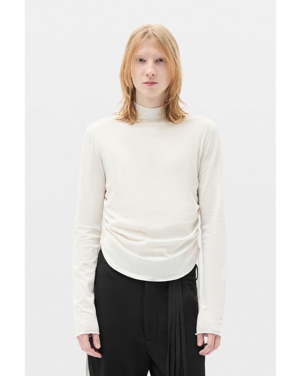 Ann Demeulemeester Natural Lenart Wrinkled Mock Collar Top for men