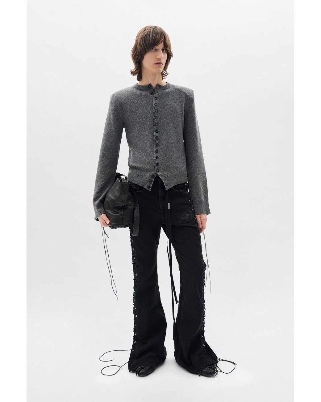 Ann Demeulemeester Manten Fitted Cardigan in Blue for Men | Lyst