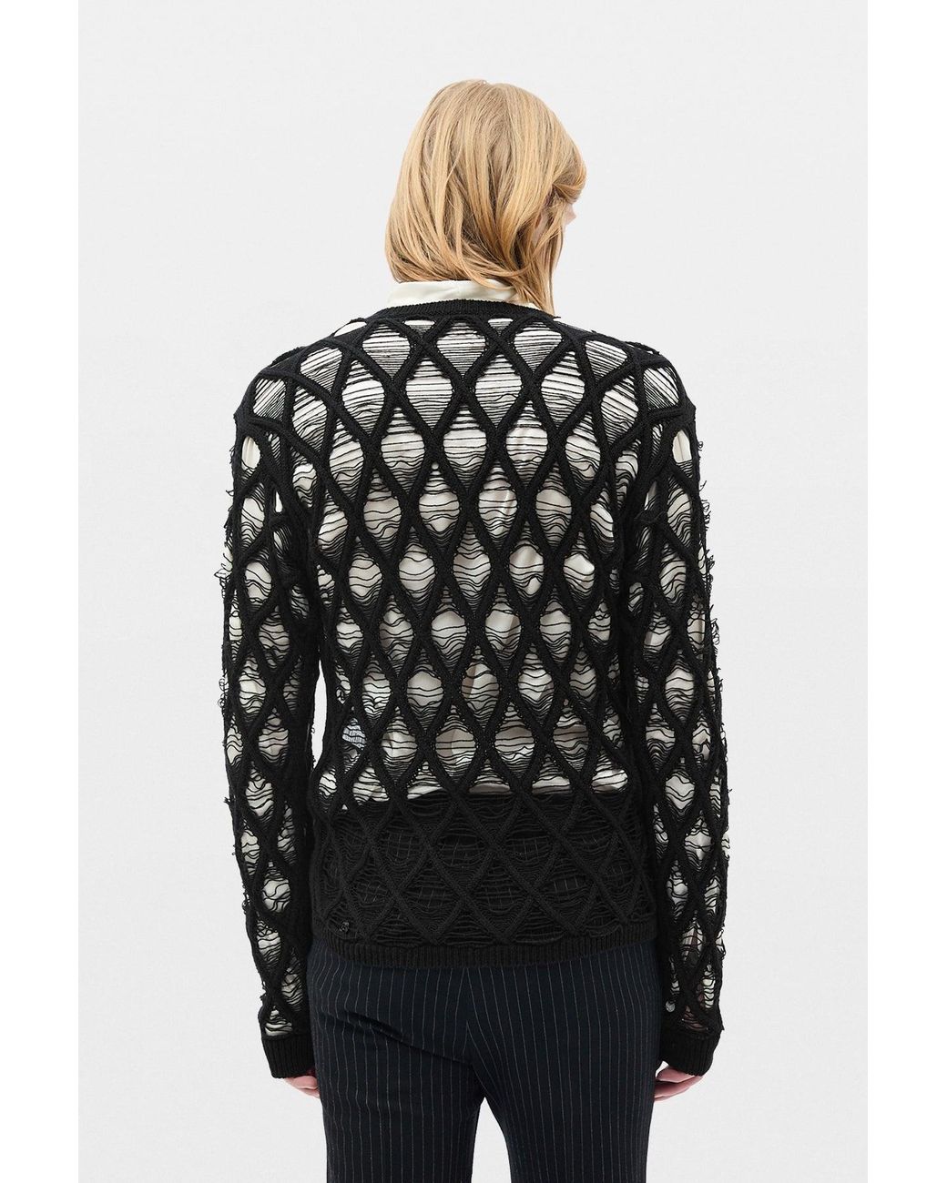 Ann Demeulemeester Black Carlos Diamond Stitch Sweater for men