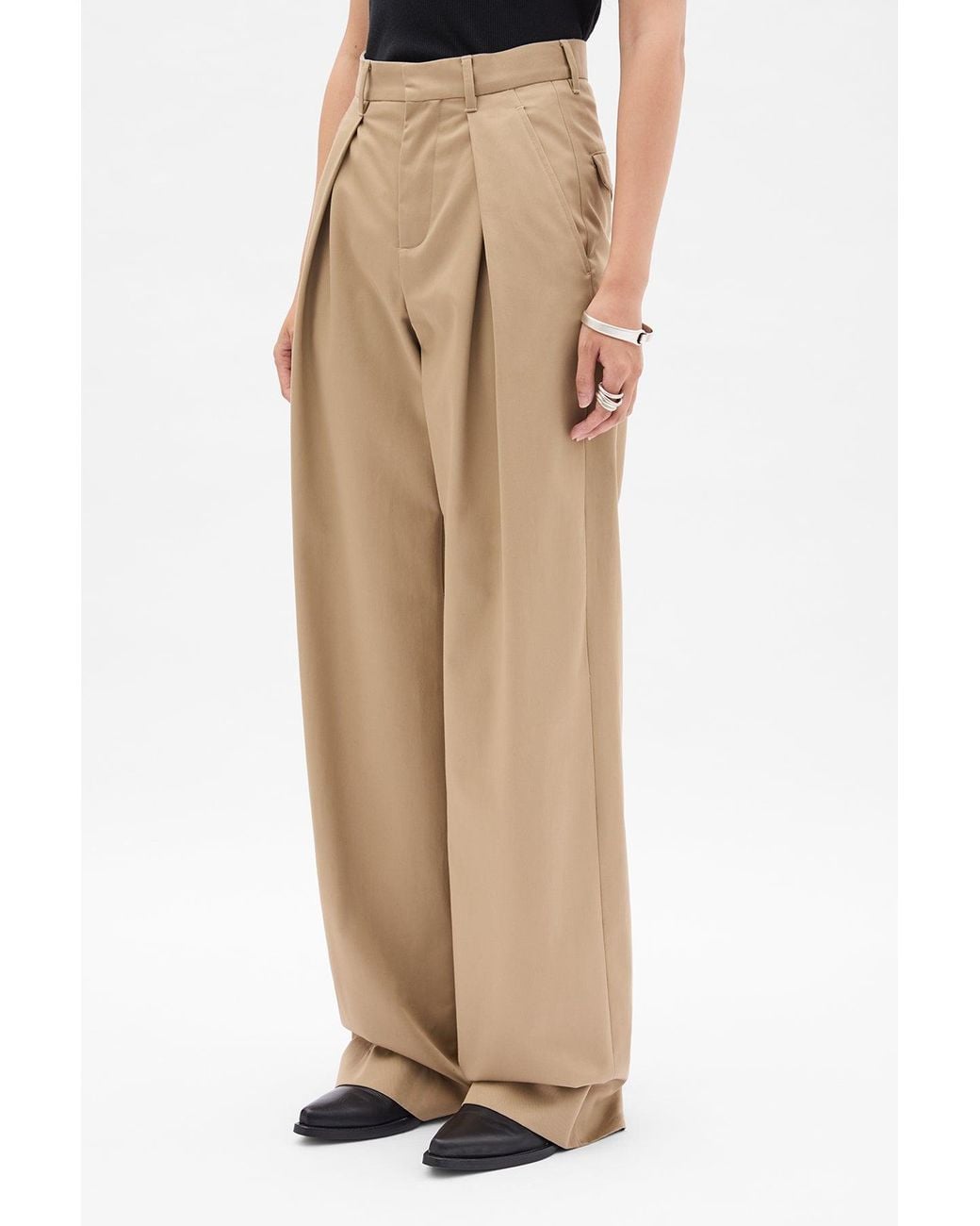 Ann Demeulemeester Brown Nouk Wide Leg Pleated Trousers