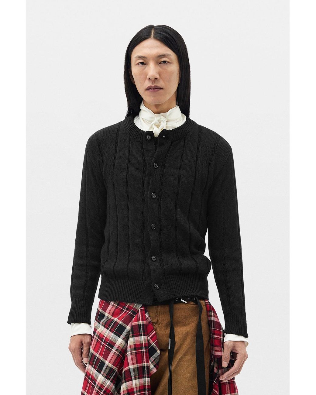 Ann Demeulemeester Black Natel Brushed Rib Cardigan for men