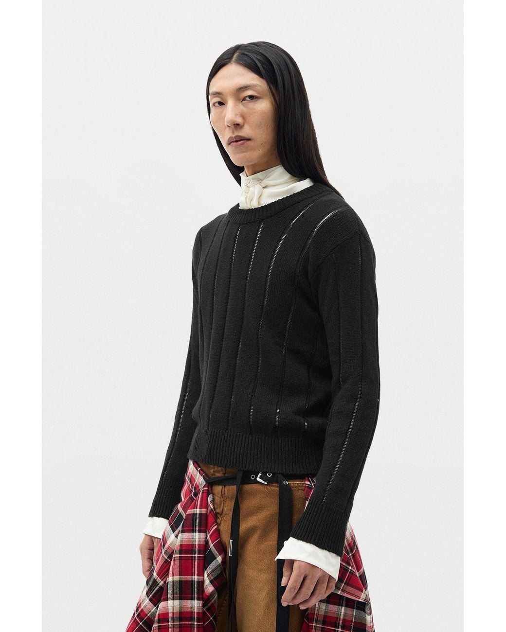 Ann Demeulemeester Multicolor Rikki Brushed Rib Crew Neck Sweater for men