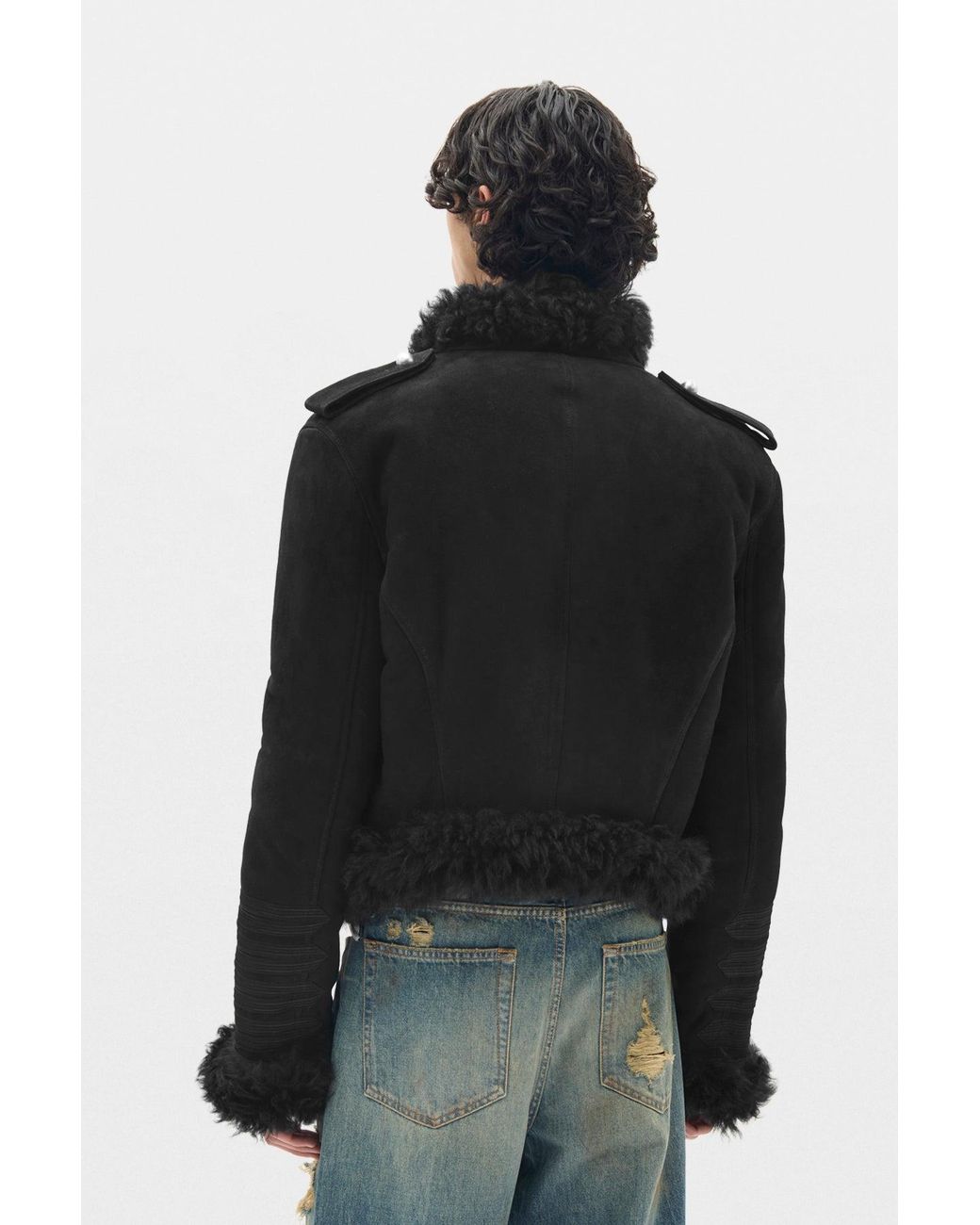 Ann Demeulemeester Black Maldus Embroidered Cropped Marsina Jacket for men