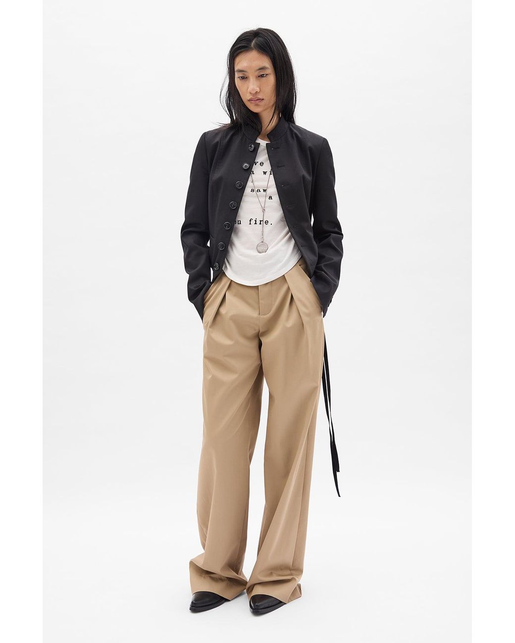 Ann Demeulemeester Brown Nouk Wide Leg Pleated Trousers