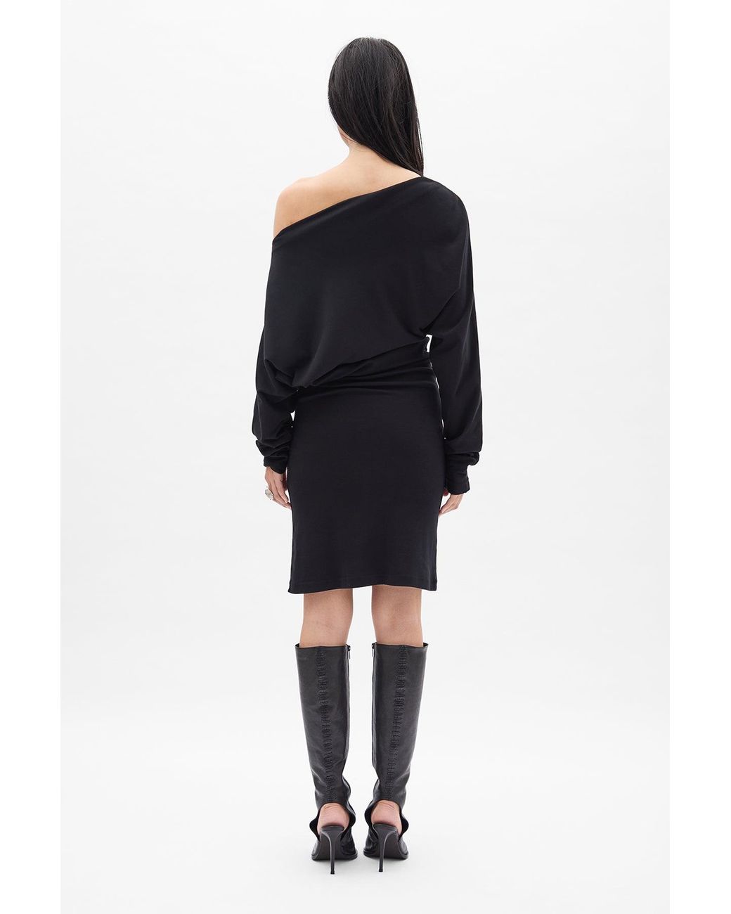 Ann Demeulemeester Black Bila Long Bias Cut Dropped Shoulder Dress