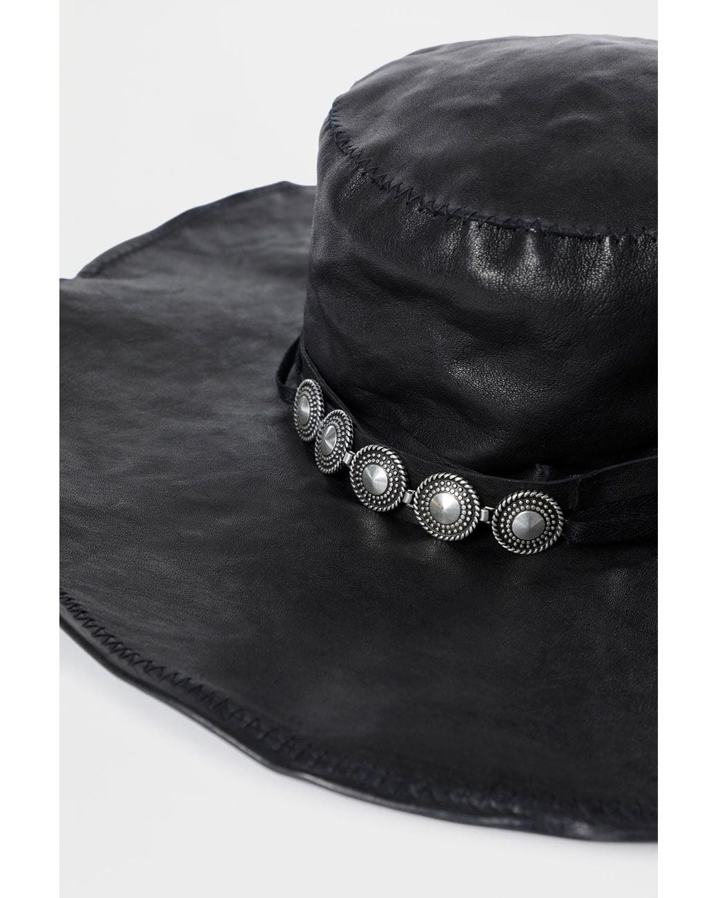 Ann Demeulemeester Tias Large Leather Hat With Studs in Black | Lyst