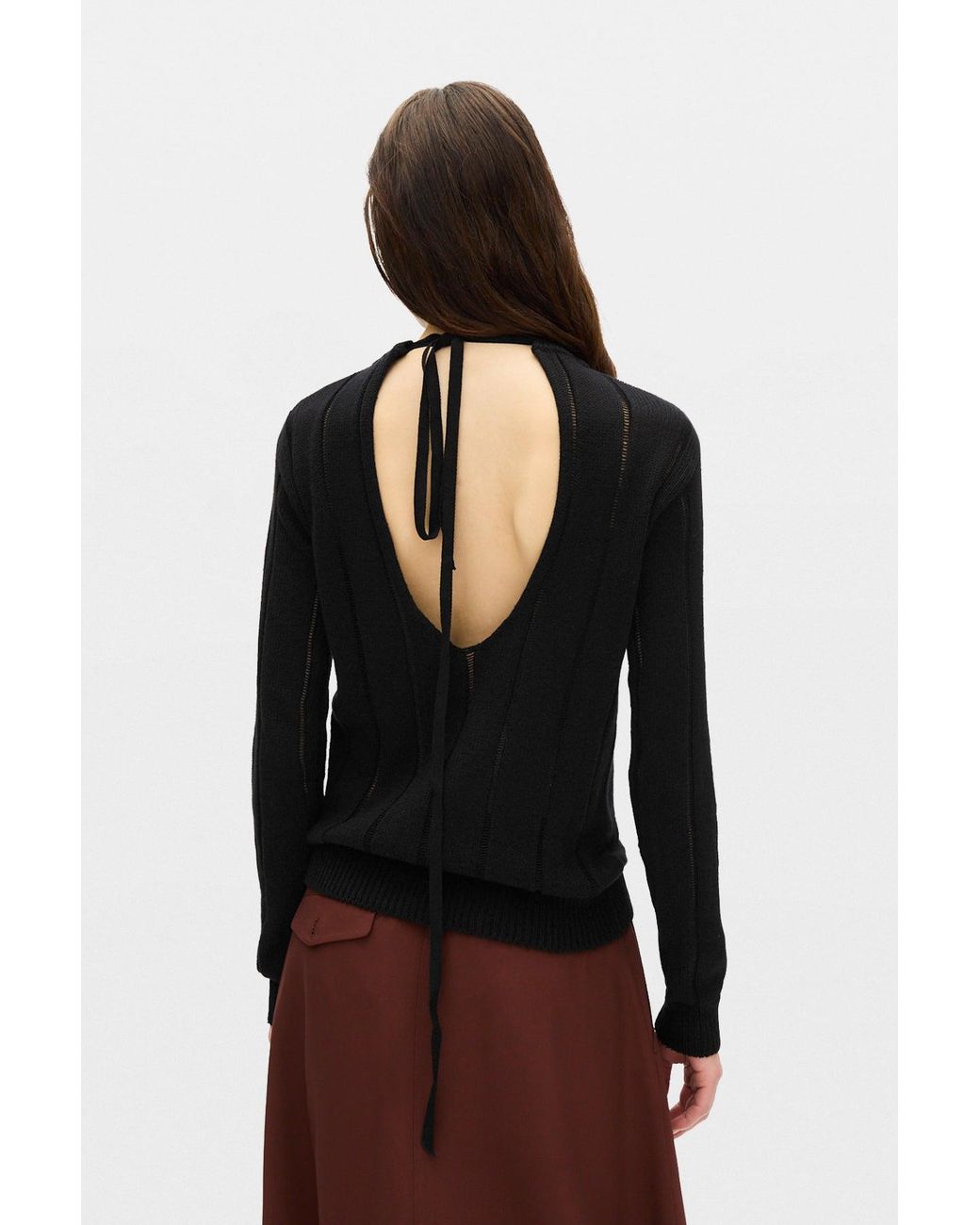 Ann Demeulemeester Black Nese Brushed Rib Open Back Sweater