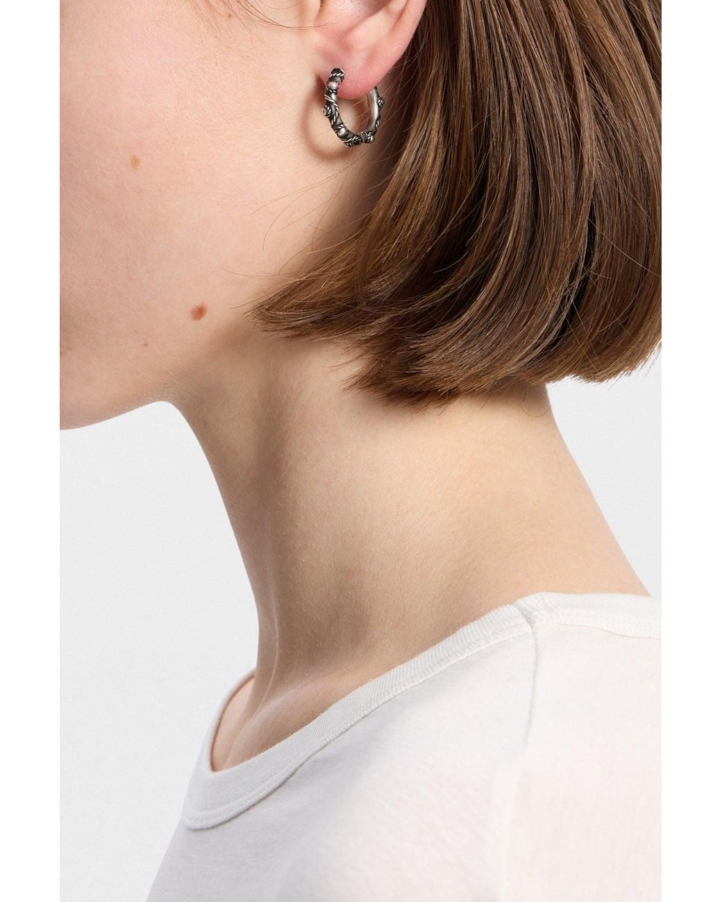 Ann Demeulemeester Natural Lone Grained Hoop Earrings