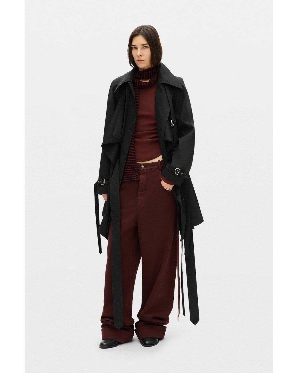 Ann Demeulemeester Black Reppa Draped Trench Coat