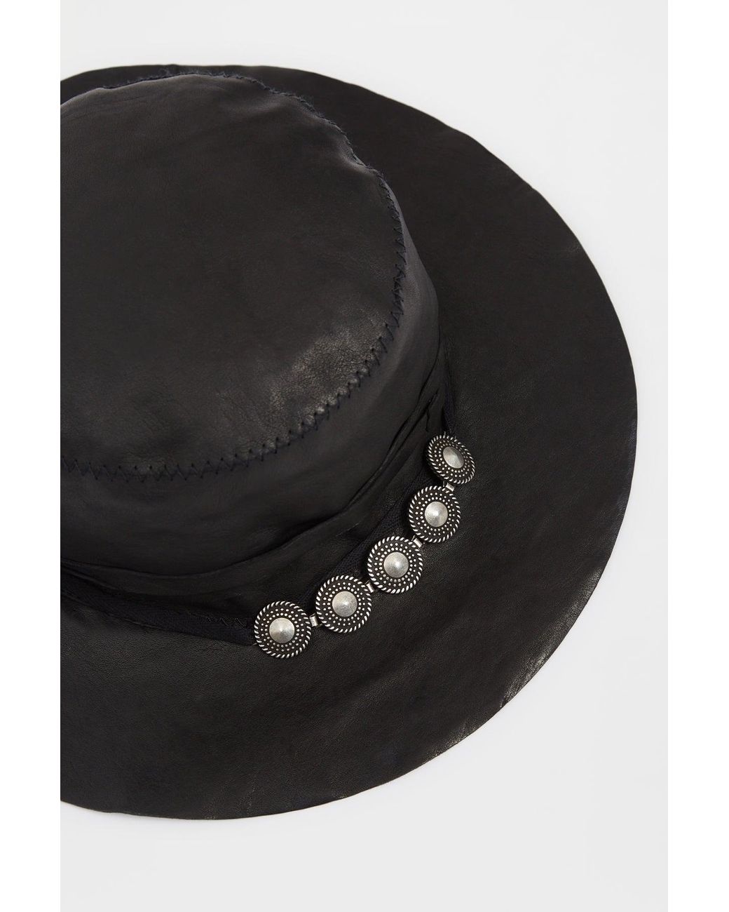 Ann Demeulemeester Aril Small Leather Hat With Studs in Black