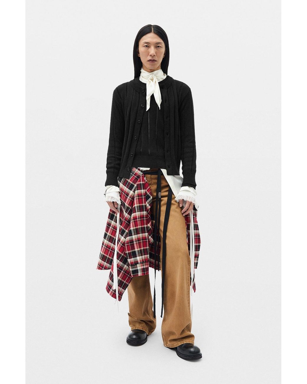 Ann Demeulemeester Black Natel Brushed Rib Cardigan for men