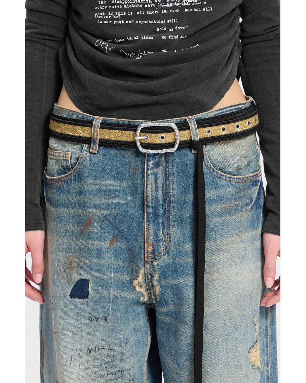 Ann Demeulemeester Multicolor Esha Belt With Hammered Buckle