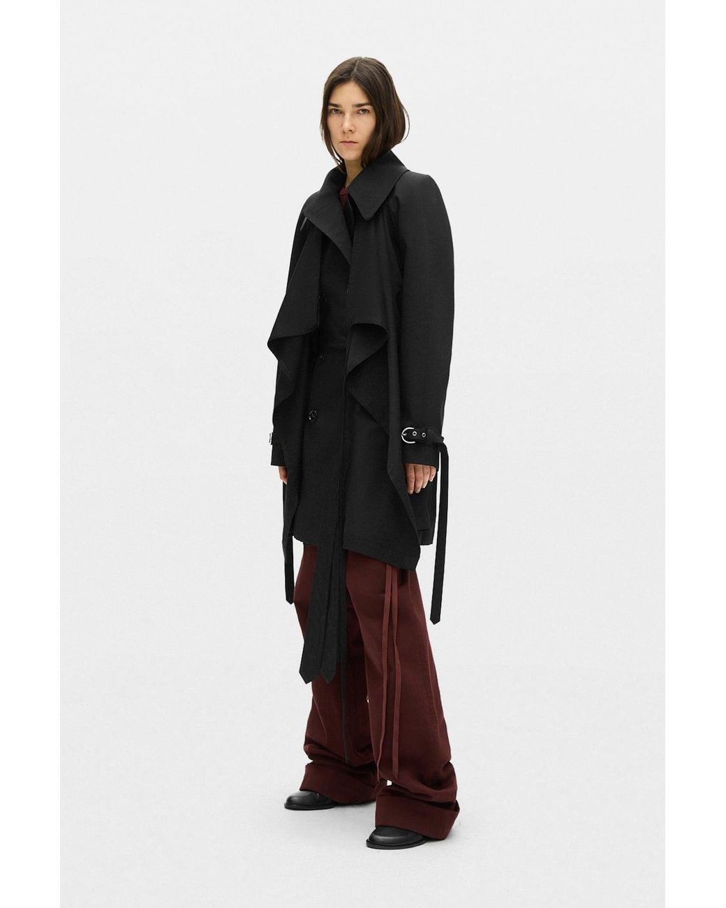 Ann Demeulemeester Black Reppa Draped Trench Coat