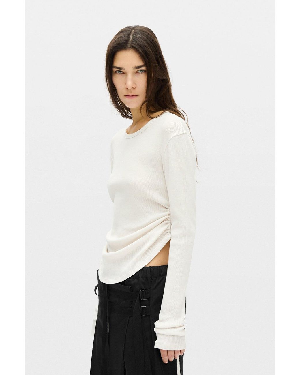 Ann Demeulemeester Natural Dot Wrinkled Cropped Top