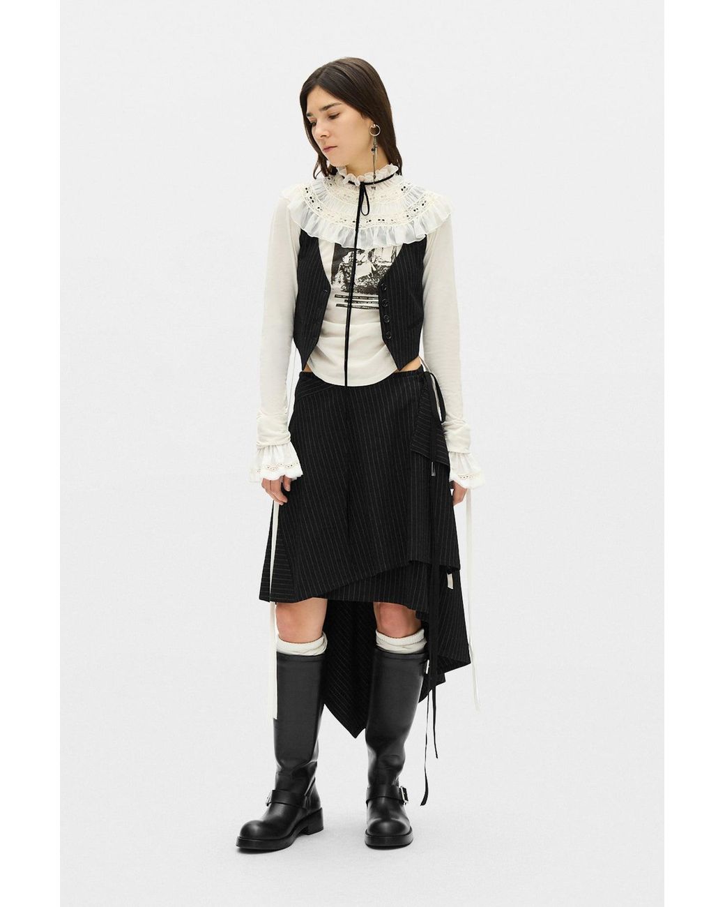 Ann Demeulemeester Black Diana Fitted Micro Waistcoat
