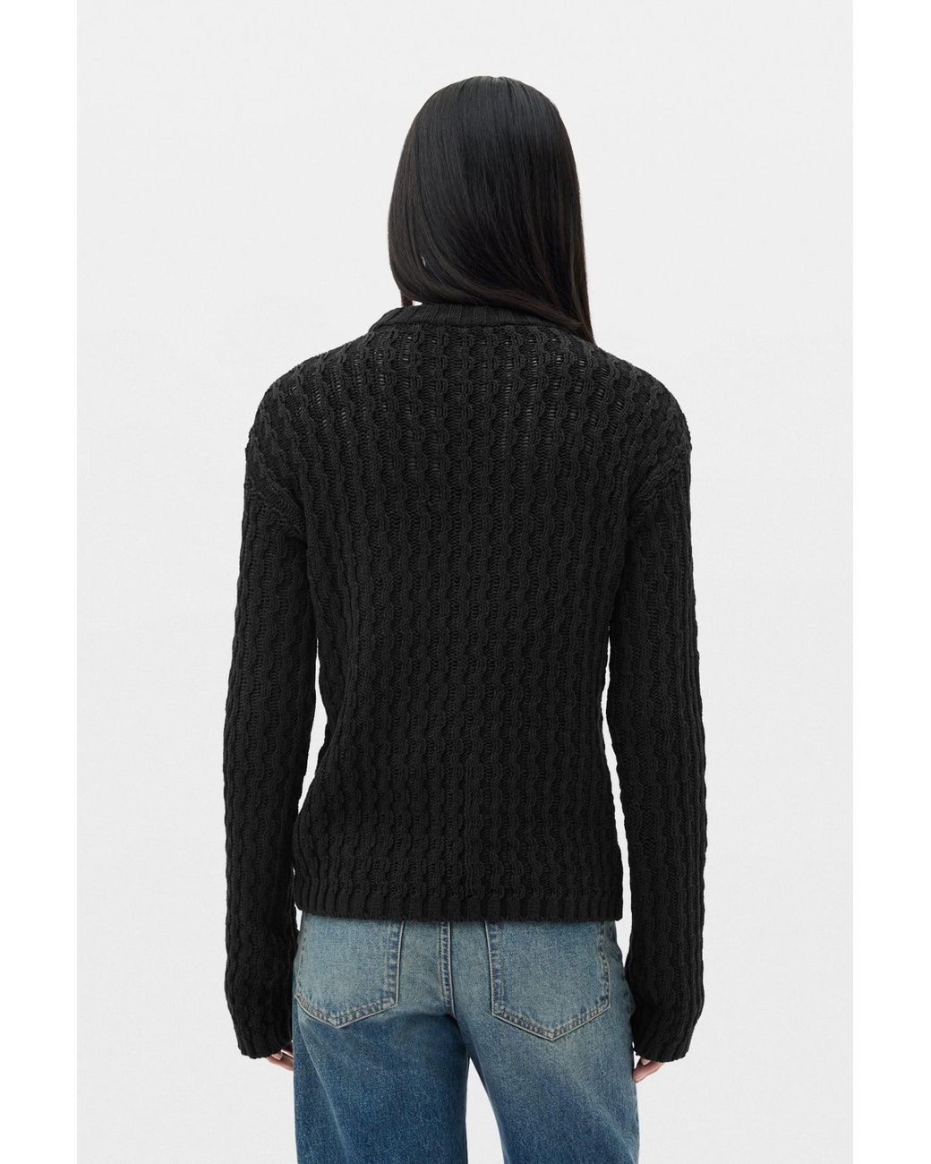 Ann Demeulemeester Black Areld Twisted Rib Crew Neck Sweater for men