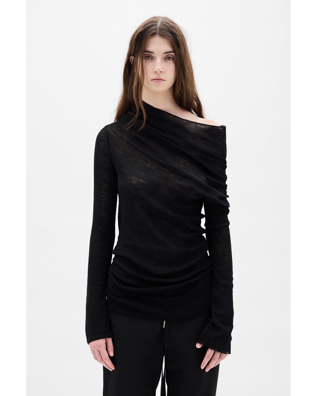 Ann Demeulemeester Black Tizziana Knitted Long Sleeve Top