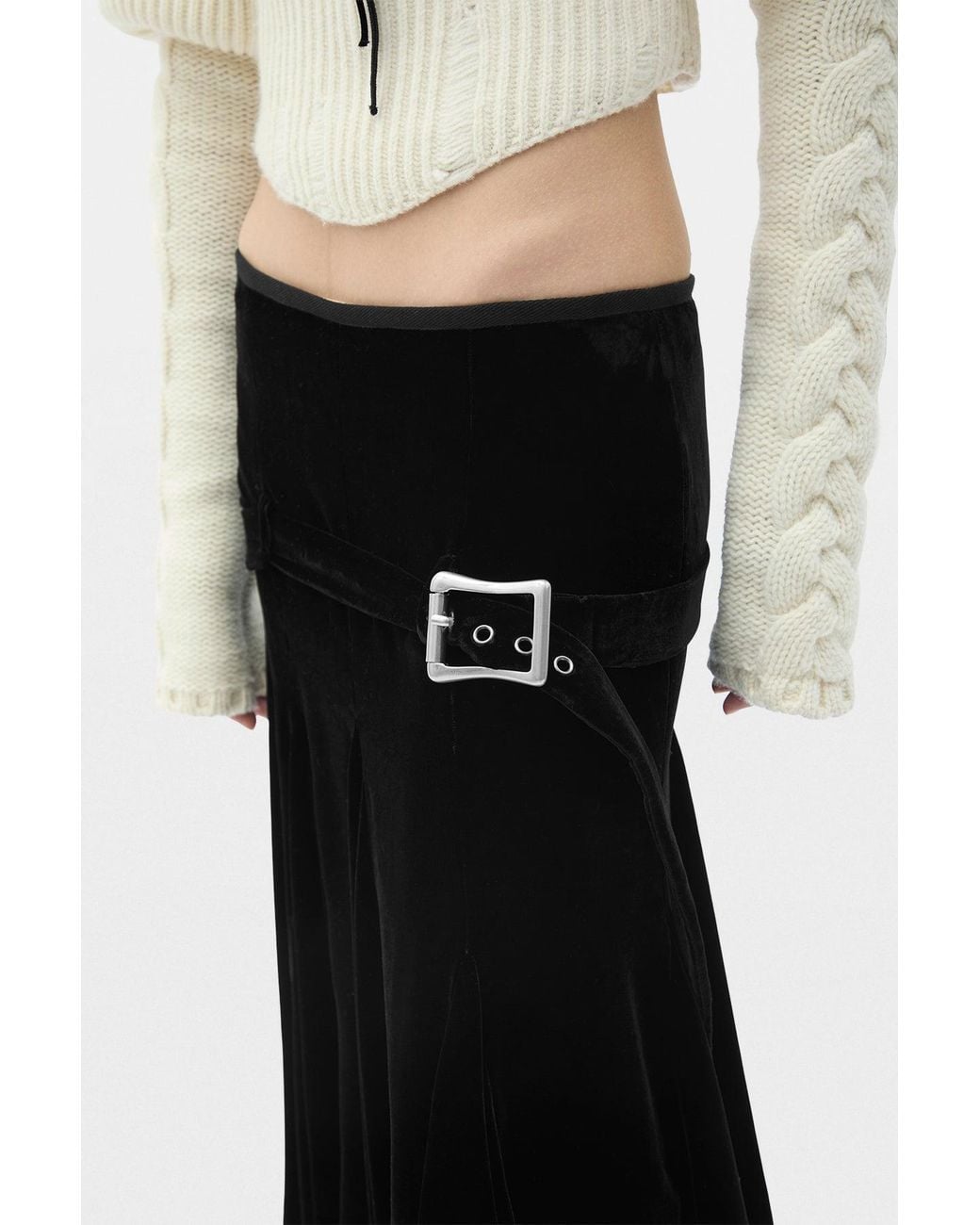 Ann Demeulemeester Black Helma Knee Lenght Handkerchief Skirt With Belt