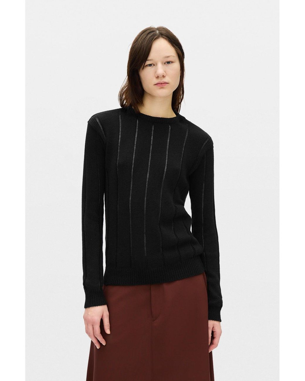 Ann Demeulemeester Black Nese Brushed Rib Open Back Sweater