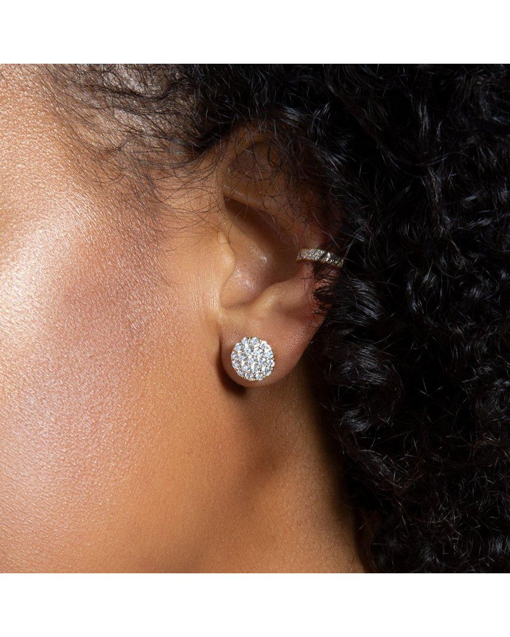 Anne Sisteron 14kt White Gold Large Diamond Disc Stud Earrings In