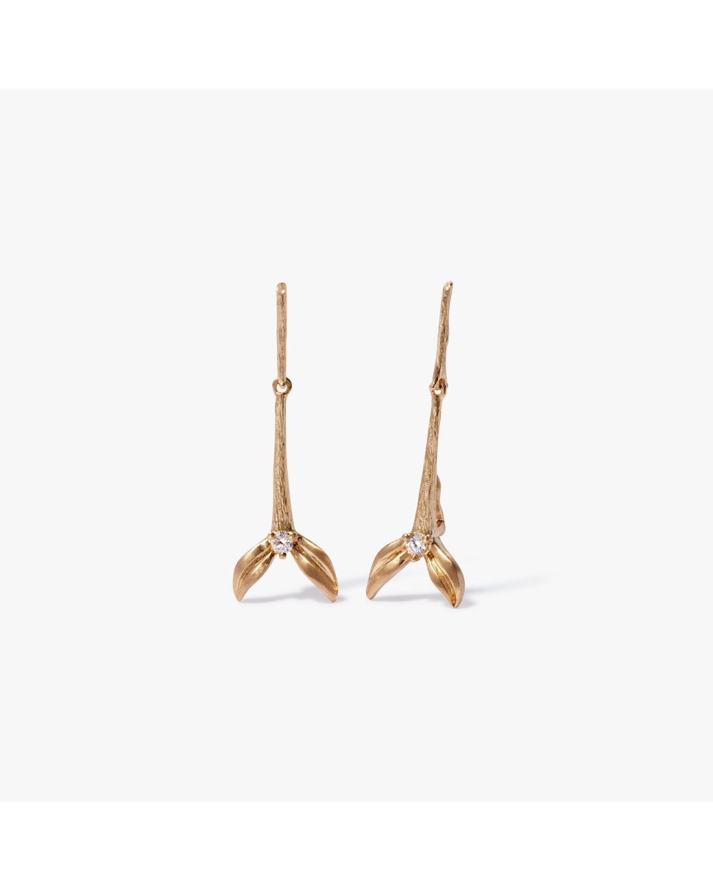Annoushka White Tulips 18ct Yellow Gold Diamond Stem Earrings