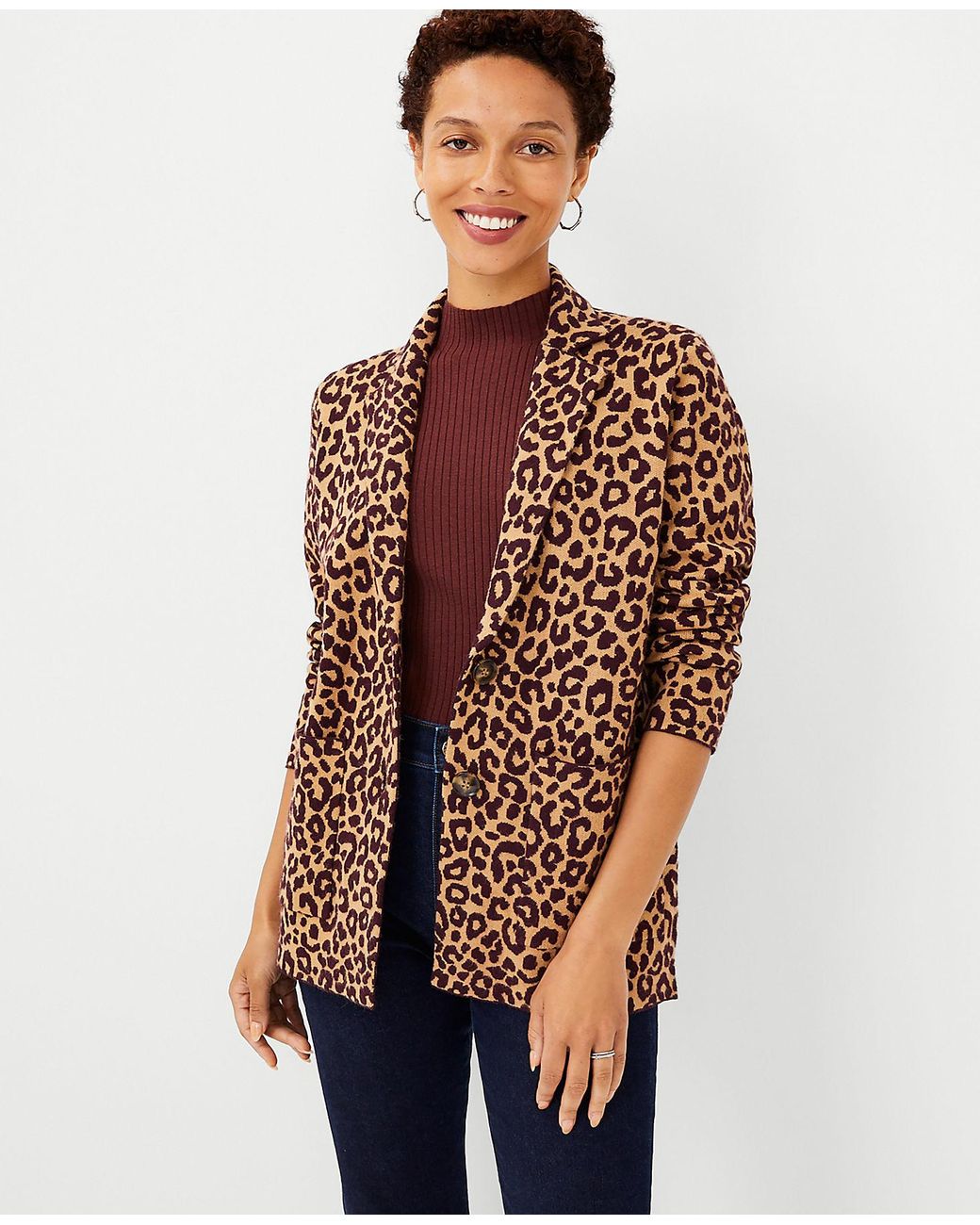 leopard sweater blazer