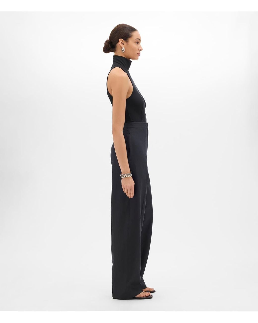 Another Tomorrow Blue Flat Front Trouser