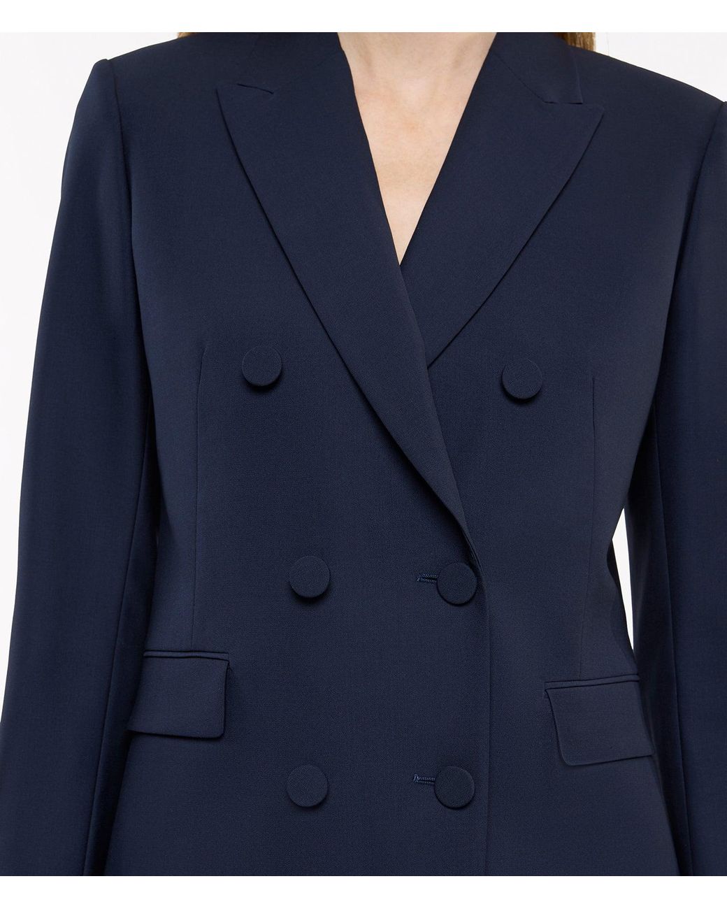 Another Tomorrow Blue Double-Breasted Jacket