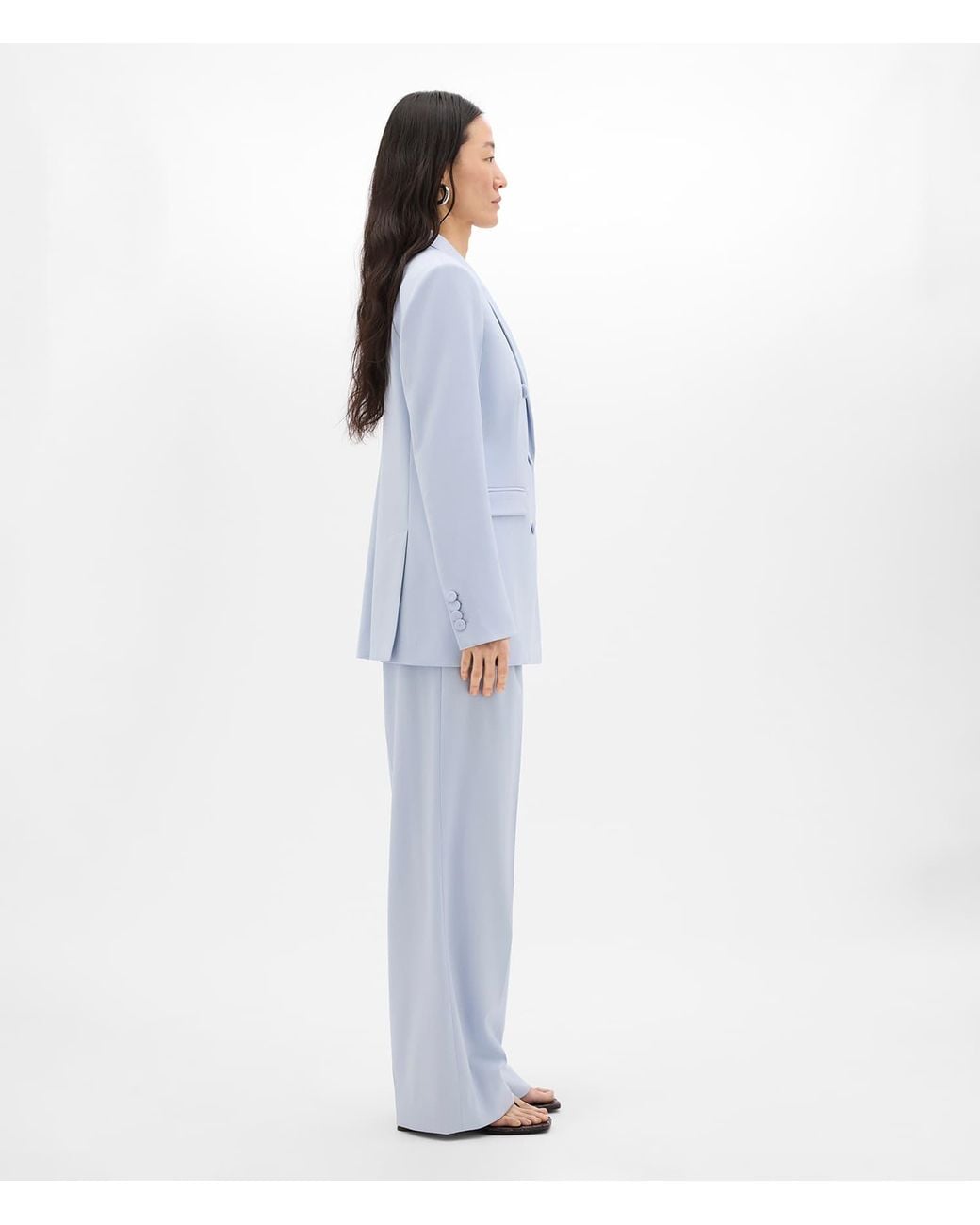 Another Tomorrow Blue Double Breasted Jacket